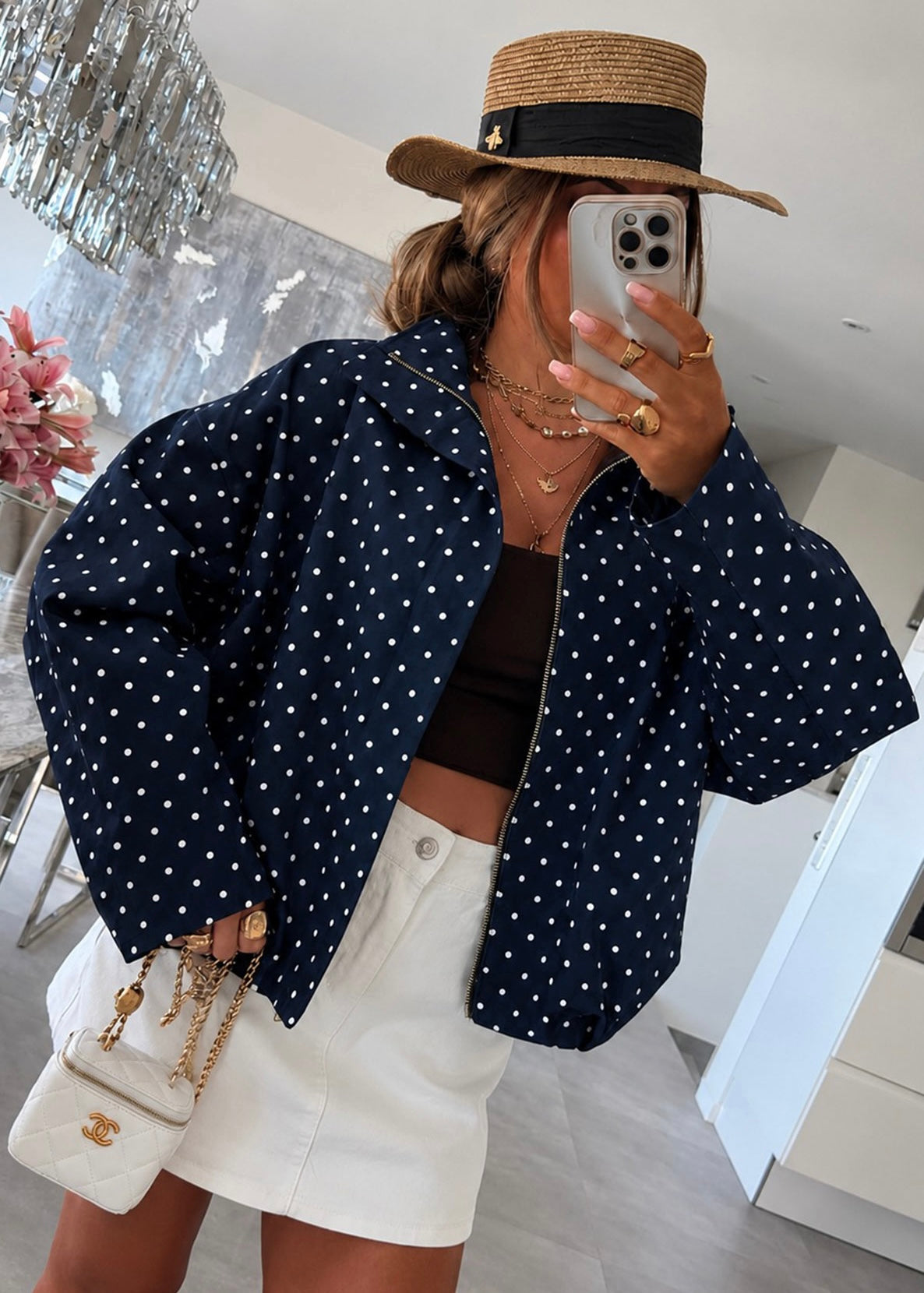 ‘Mimi’ Navy Polka Dot Jacket