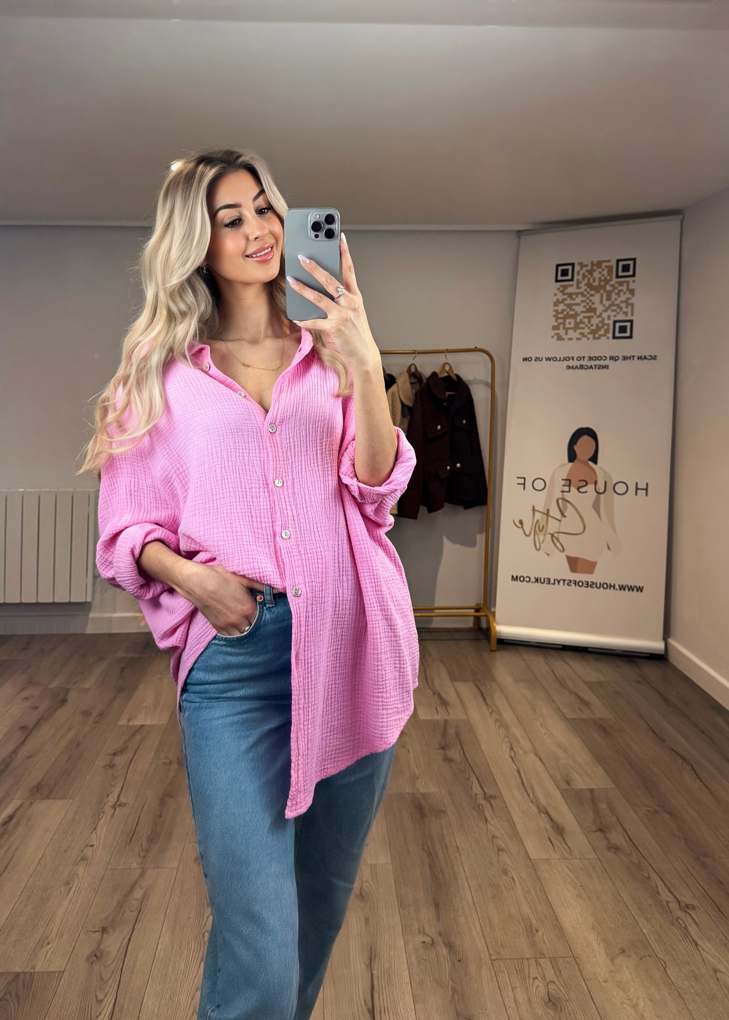 ‘Kayley’ Pink Shirt Dress