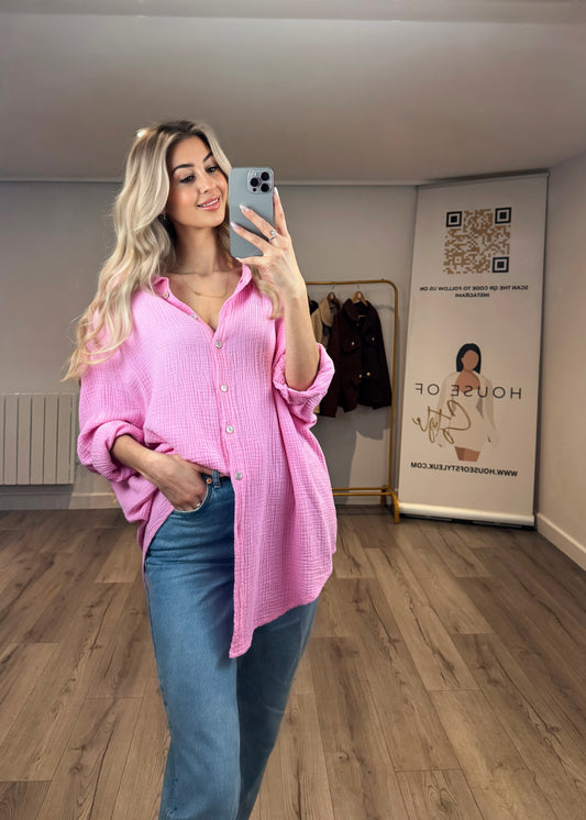 ‘Kayley’ Pink Shirt Dress