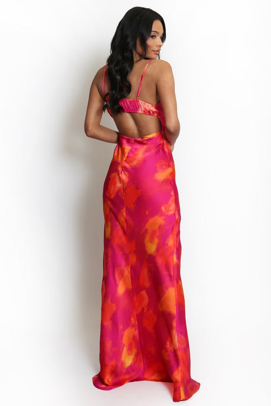 ‘Eliza’ Watercolour Dress in Coral/Pink