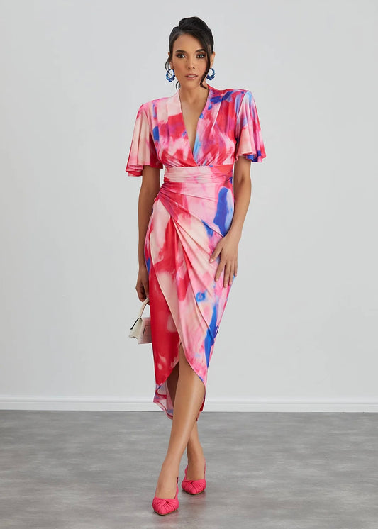 ‘Tia’ Pink Abstract Dress
