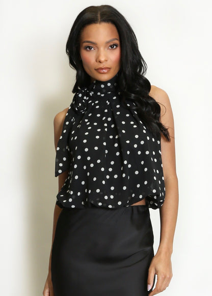 ‘Margot’ Polka Halter-neck Top