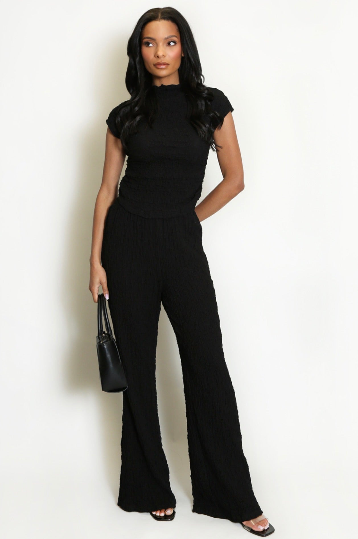 ‘Mica’ Ruched Two Piece in Black