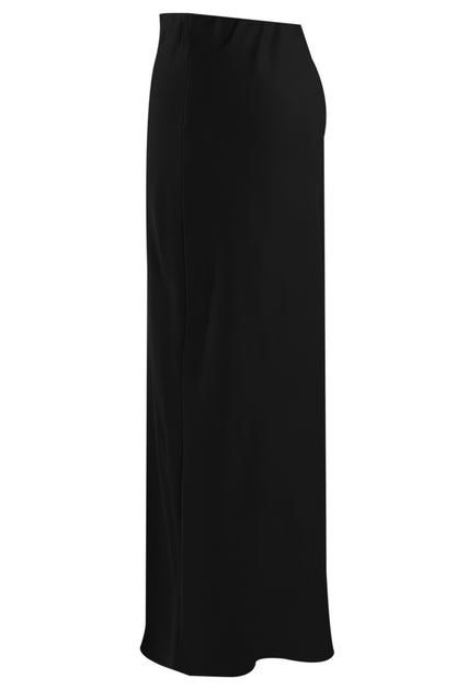 ‘Gia’ Black Satin Midi Skirt