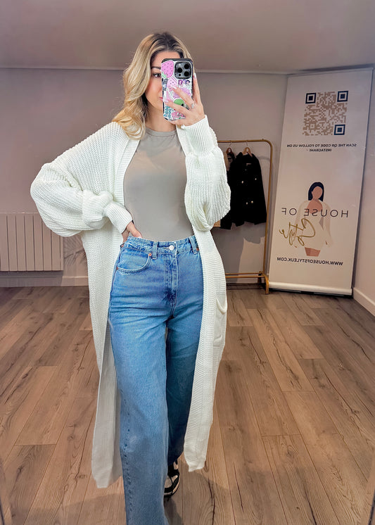 ‘Myla’ Cream Longlength Cardigan
