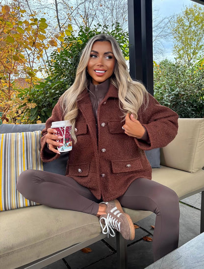 ‘Shaya’ Shacket in Chocolate Brown