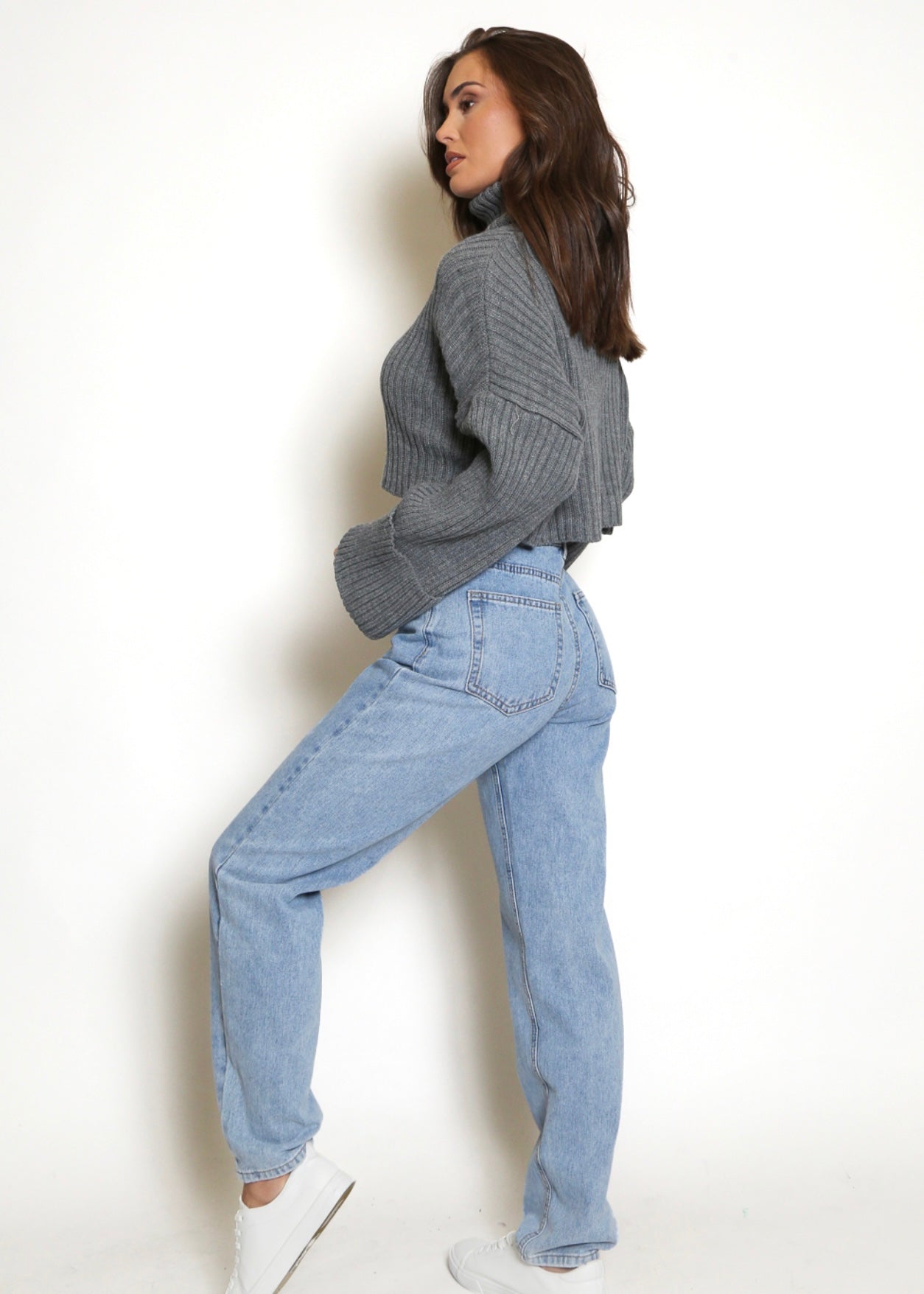 ‘Krysta’ Grey Roll Neck Jumper
