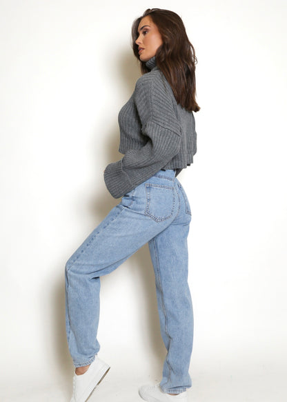 ‘Krysta’ Grey Roll Neck Jumper