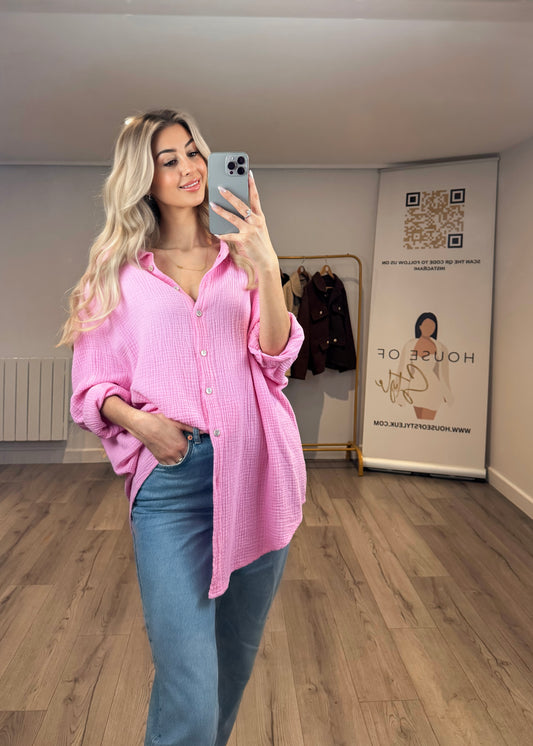 ‘Kayley’ Pink Shirt Dress