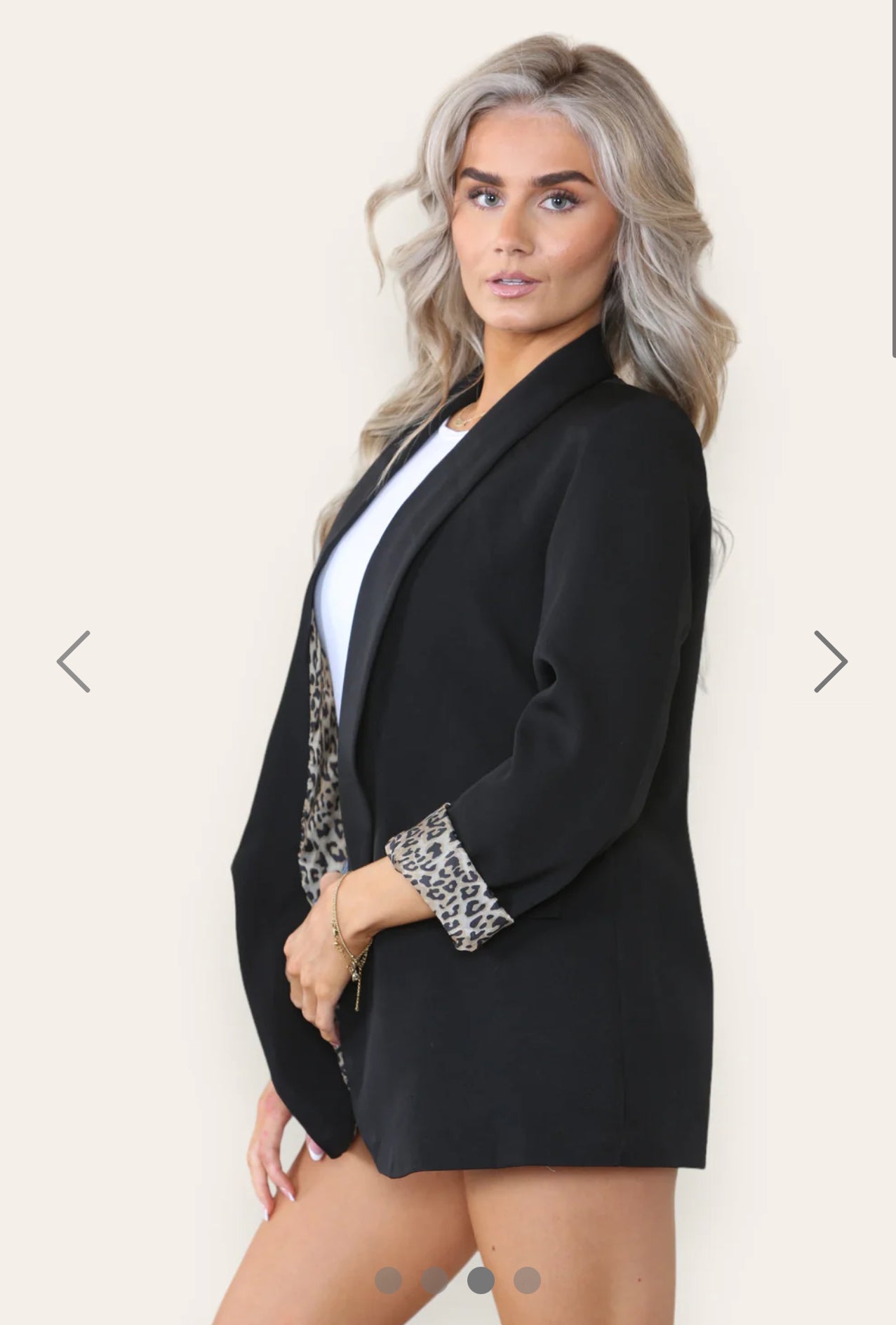 ‘Cami’ Black Classic Blazer with Leopard Detail/Plain