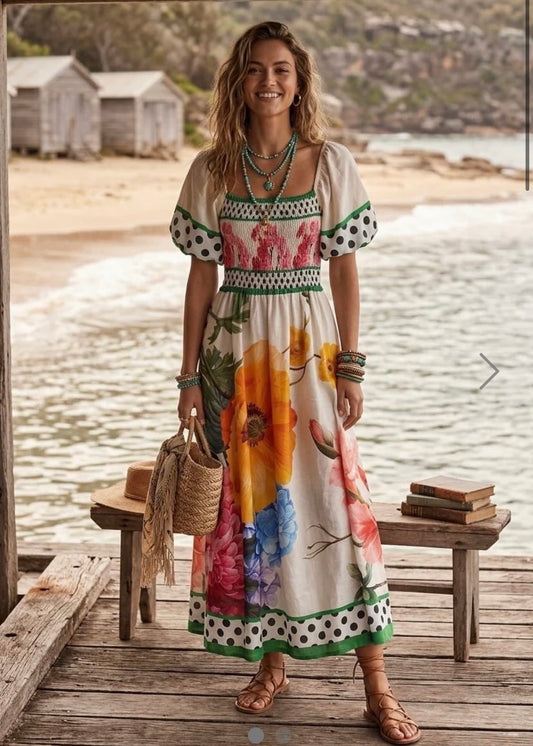 ‘Sammie’ Floral Polka Dot Maxi Dress