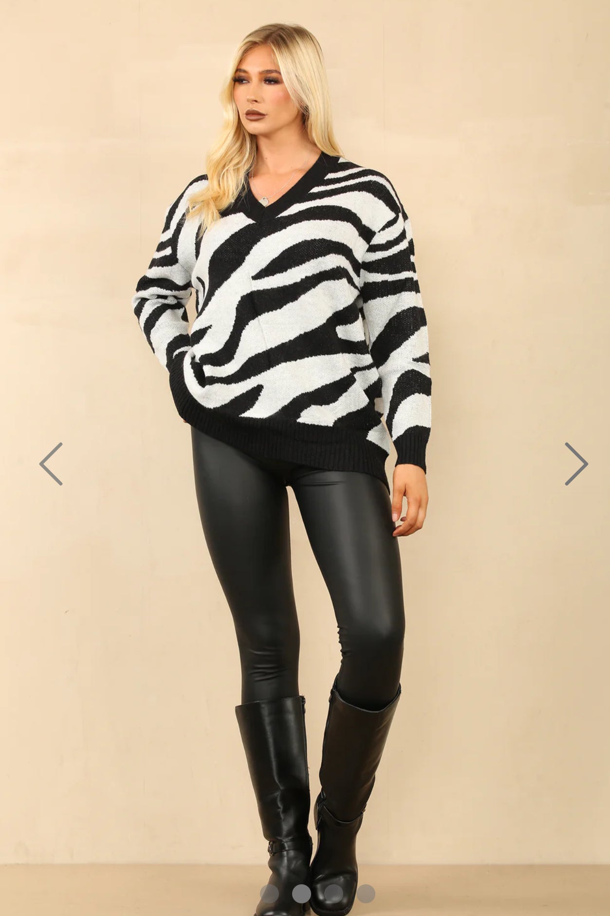 ‘Polly’ Zebra V-Neck Jumper