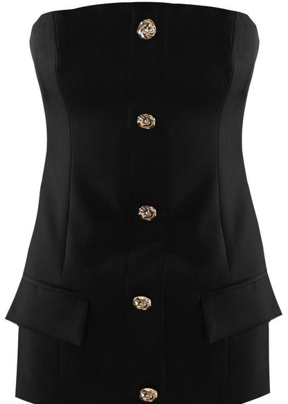 ‘Carrie’ Black Tailored Bandeau Top