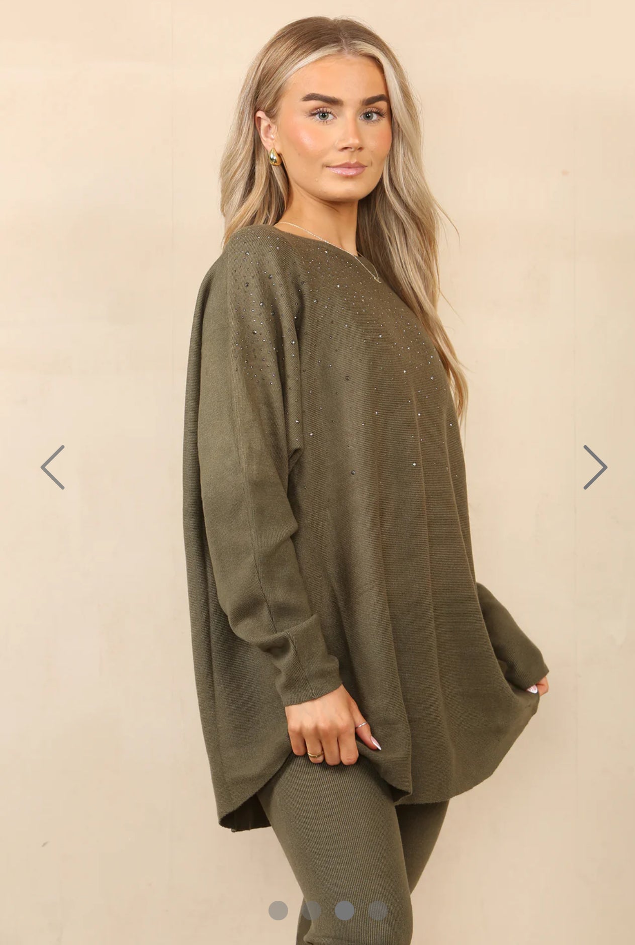 *LAST ONE* ‘Millie’ Khaki Loungewear with Diamanté Detailing