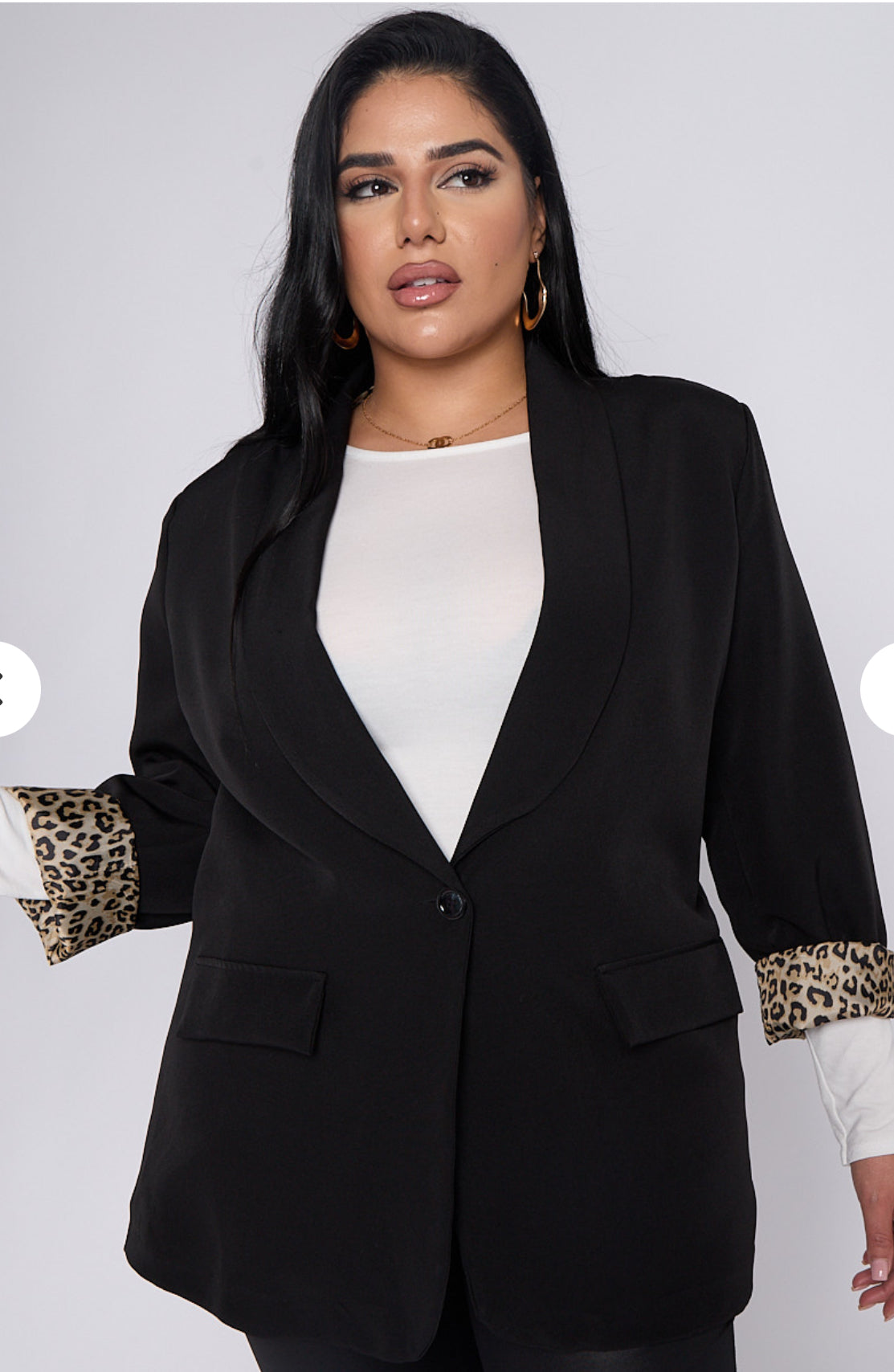 ‘Cami’ Black Classic Blazer with Leopard Detail/Plain CURVE RANGE AVAILABLE
