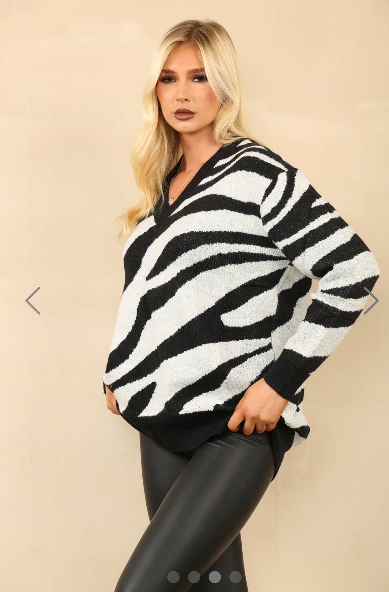 ‘Polly’ Zebra V-Neck Jumper