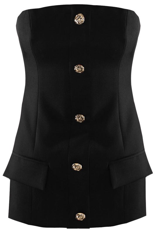 ‘Carrie’ Black Tailored Bandeau Top