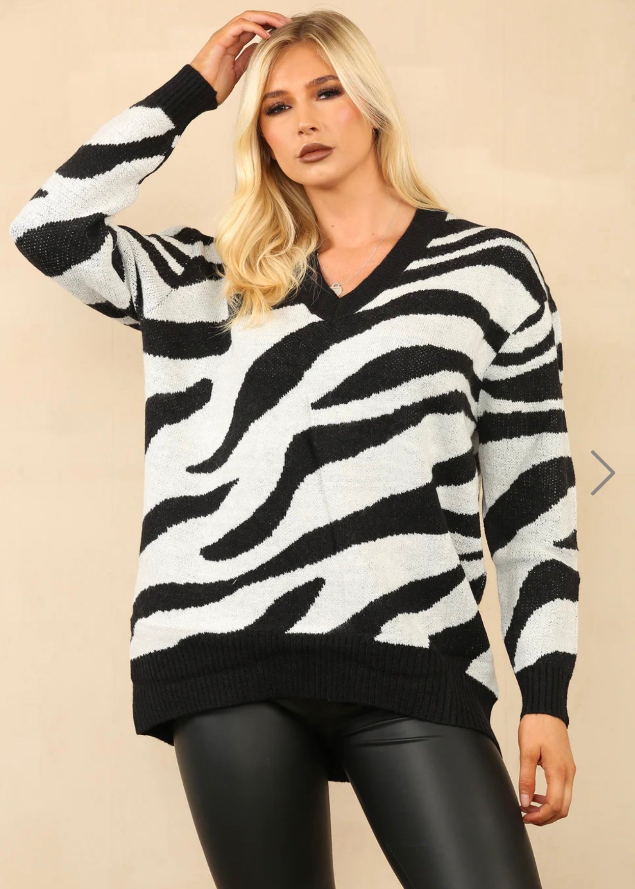 ‘Polly’ Zebra V-Neck Jumper