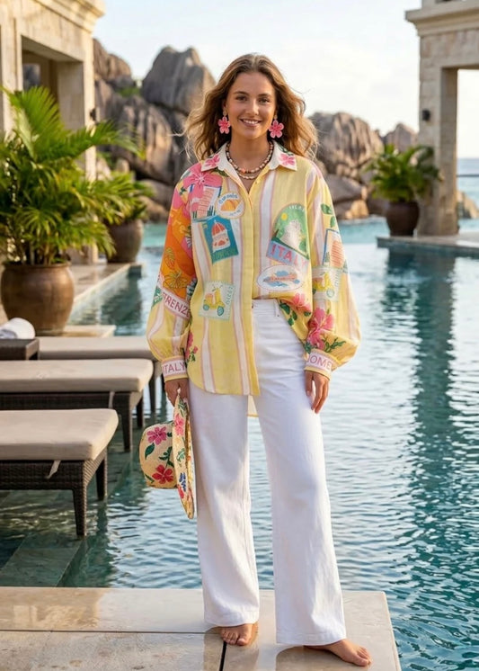 ‘Yasmin’ Oversized Blouse in ‘Italia yellow’