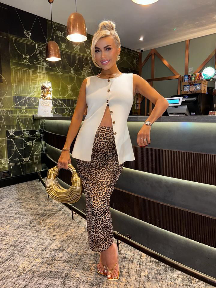 ‘Ellie’ Leopard print Ruched skirt