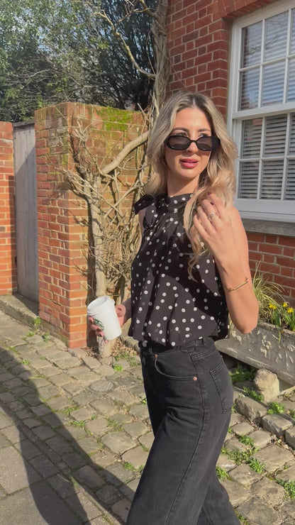 ‘Margot’ Polka Halter-neck Top
