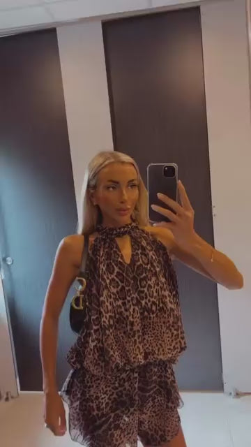‘Tara’ Leopard Playsuit