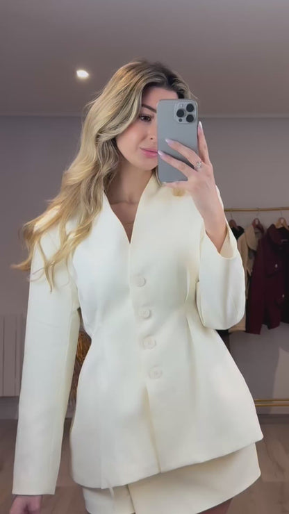 ‘Emily’ Pleated Waist Blazer