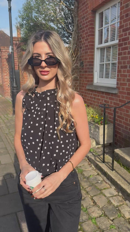 ‘Margot’ Polka Halter-neck Top